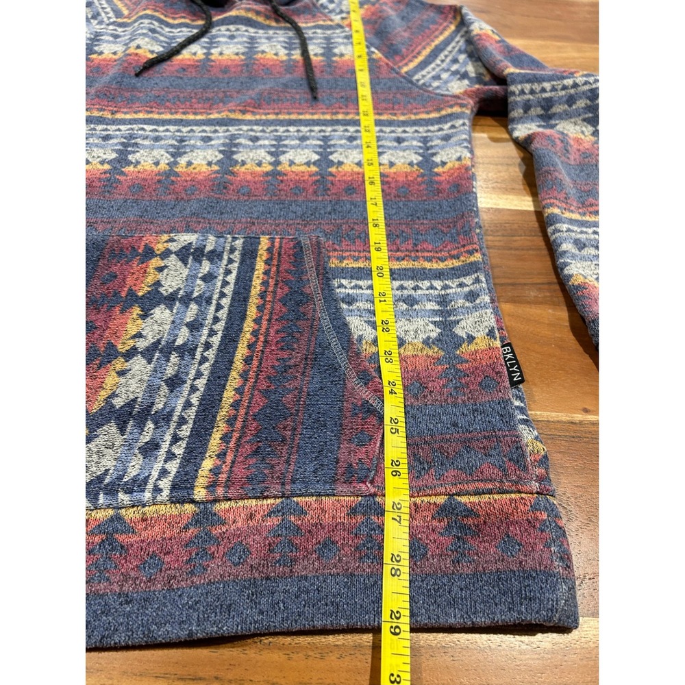 Brooklyn Cloth Mens Southwestern Buffalo Geometric Print Hoodie Blue Red Medium - Picture 5 of 7